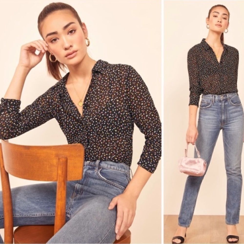 Reformation Violet Top in Confetti